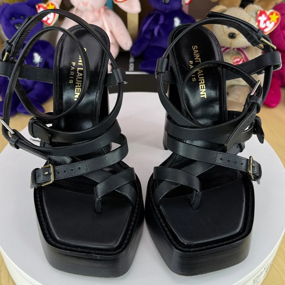 π₯SAINT LAURENT - PLATZ PLATFORM SANDALS - SIZE 37 EU / SIZE 7 US - GE307 - Picture 3 of 17